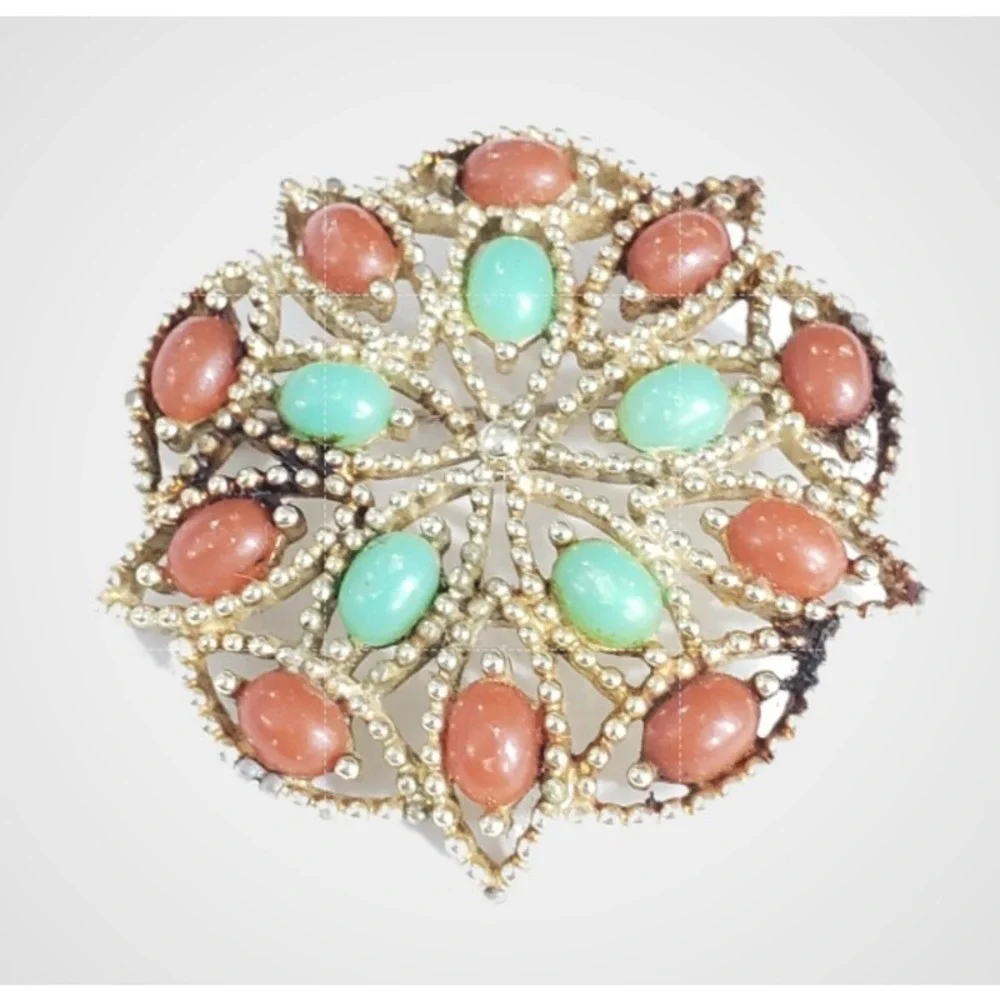 Vintage Sarah Coventry Colorful‎ Boho Brooch Pin 2